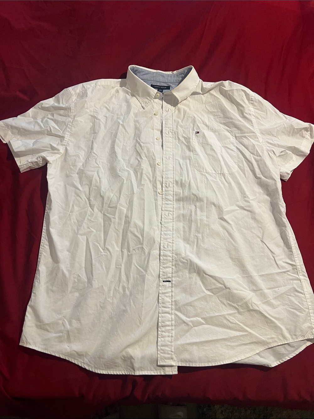 Men's Tommy Hilfiger White Short-Sleeve Button-Down Shirt